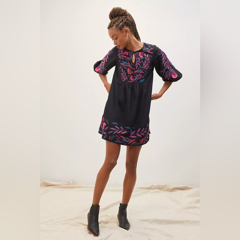 Anthropologie Maeve Embroidered Tunic Dress